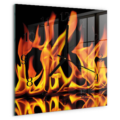 Square wall clock Fire