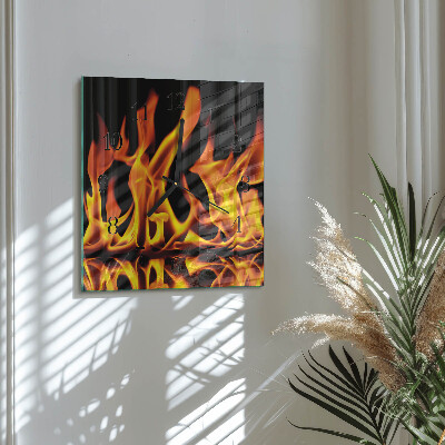 Square wall clock Fire
