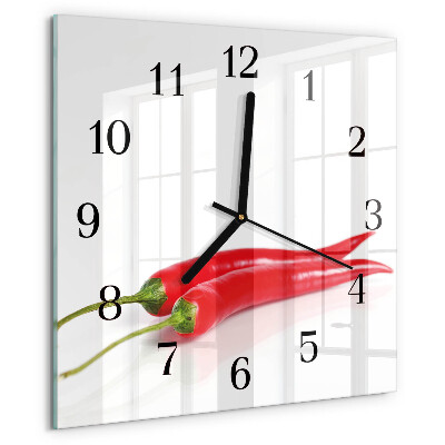 Square wall clock Chili peppers