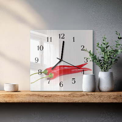 Square wall clock Chili peppers