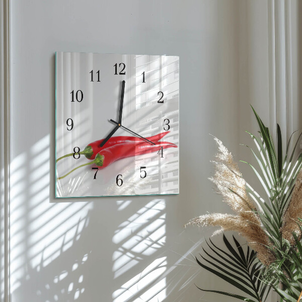 Square wall clock Chili peppers