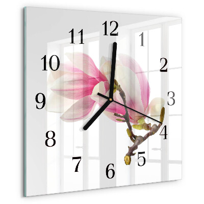 Square wall clock Magnolia Flower