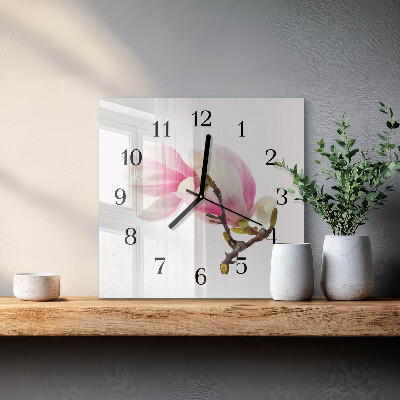 Square wall clock Magnolia Flower