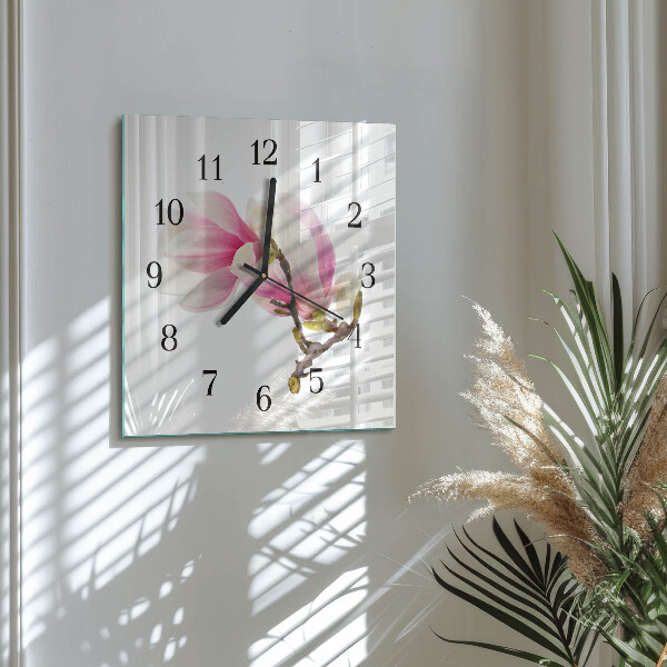 Square wall clock Magnolia Flower