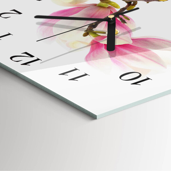 Square wall clock Magnolia Flower