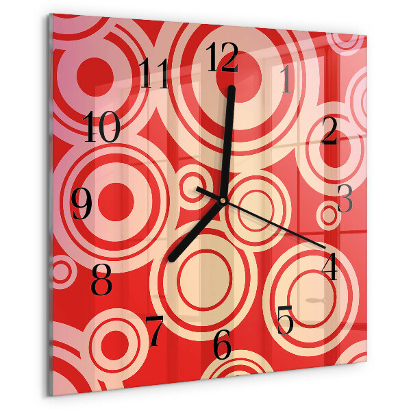 Square wall clock Red Circles