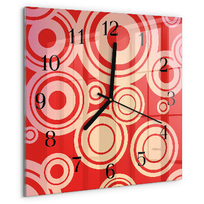 Square wall clock Red Circles
