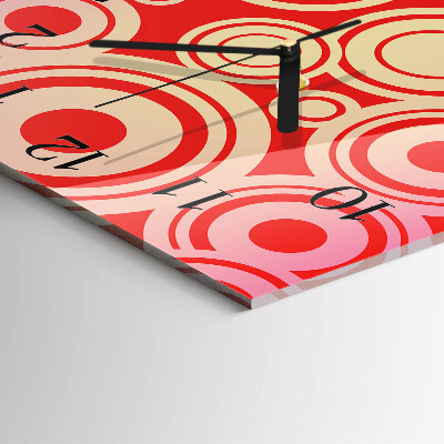Square wall clock Red Circles