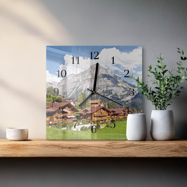 Square wall clock Mountains