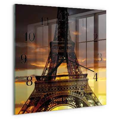 Square wall clock Eiffel Tower Paris
