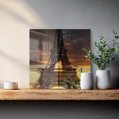 Square wall clock Eiffel Tower Paris