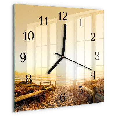 Square wall clock Beach Path