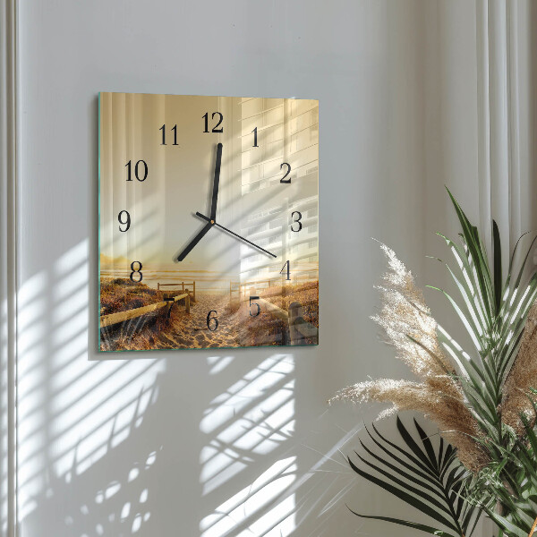 Square wall clock Beach Path