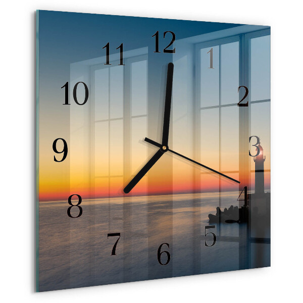 Square wall clock Lighthouse Sea