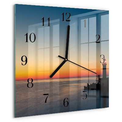 Square wall clock Lighthouse Sea
