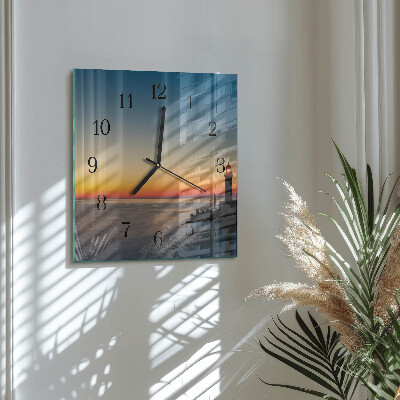 Square wall clock Lighthouse Sea