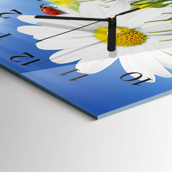 Square wall clock Flower and Ladybug