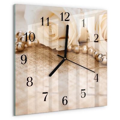 Square wall clock Vintage Sepia Roses