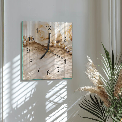 Square wall clock Vintage Sepia Roses