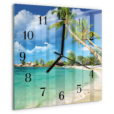 Square wall clock Beach Palm Trees