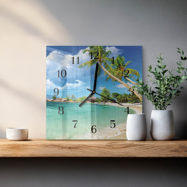 Square wall clock Beach Palm Trees