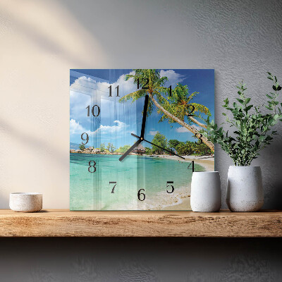 Square wall clock Beach Palm Trees