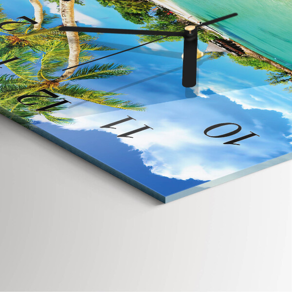 Square wall clock Beach Palm Trees