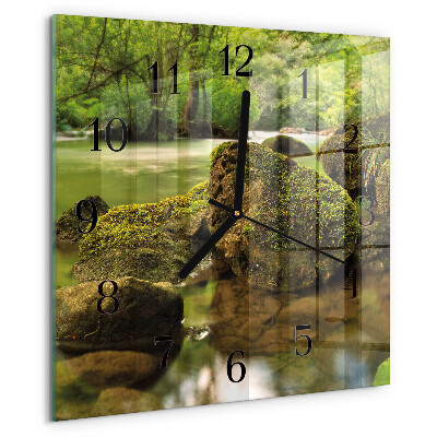 Square wall clock Landscape River