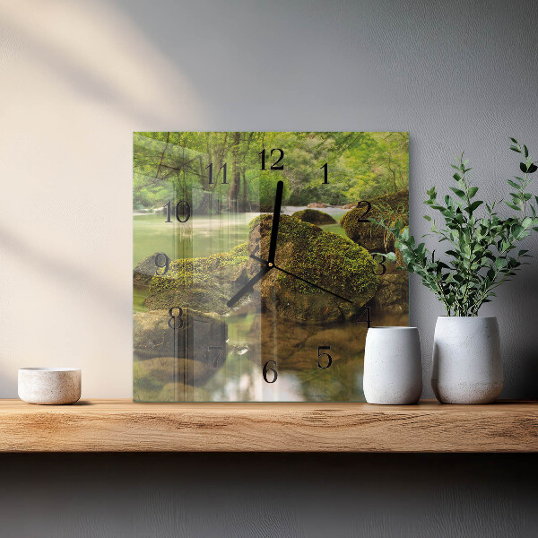 Square wall clock Landscape River