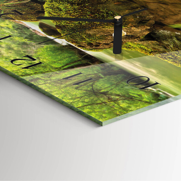 Square wall clock Landscape River