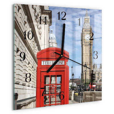 Square wall clock Red Telephone Booth