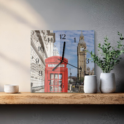 Square wall clock Red Telephone Booth