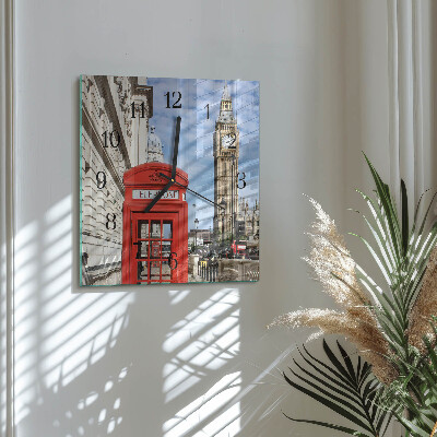 Square wall clock Red Telephone Booth