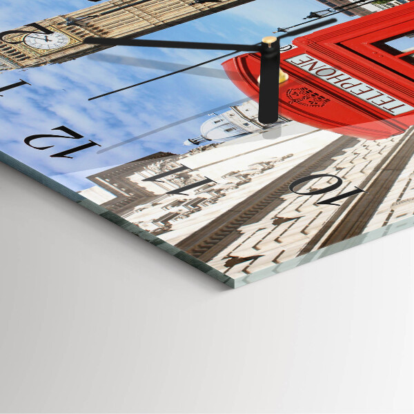 Square wall clock Red Telephone Booth