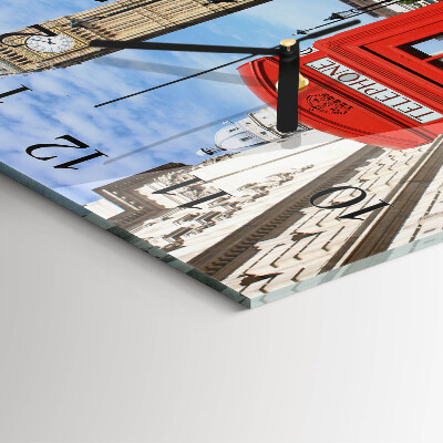 Square wall clock Red Telephone Booth