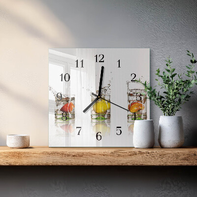 Square wall clock Fruit Glasses