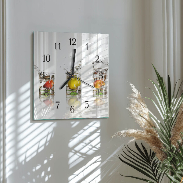 Square wall clock Fruit Glasses