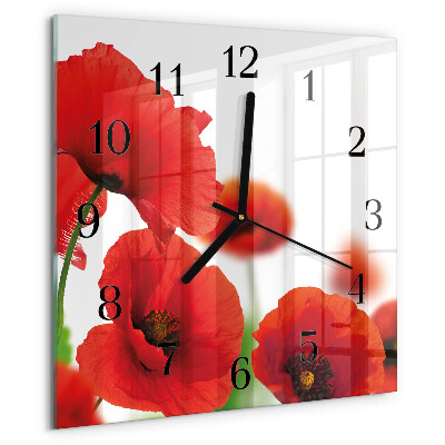 Square wall clock Poppies