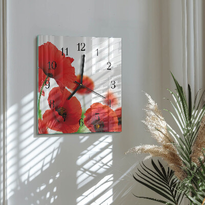 Square wall clock Poppies