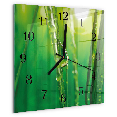 Square wall clock Drops of Grass