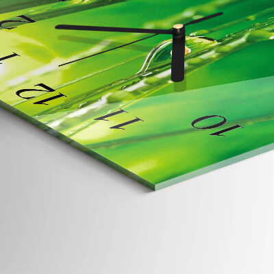 Square wall clock Drops of Grass