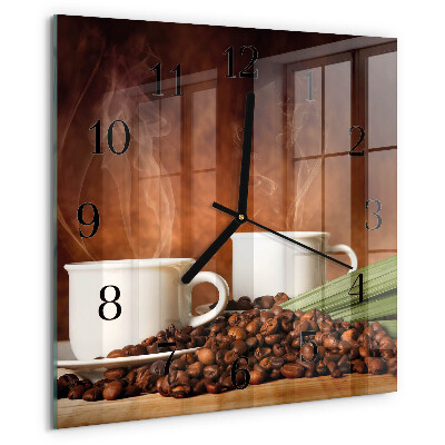 Square wall clock Coffee cups