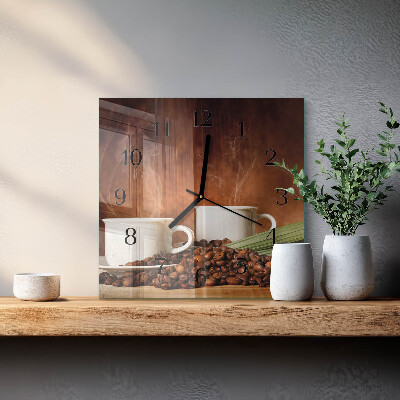 Square wall clock Coffee cups