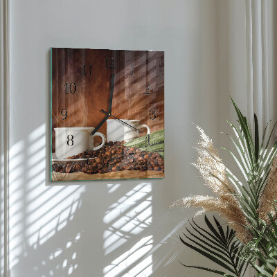 Square wall clock Coffee cups