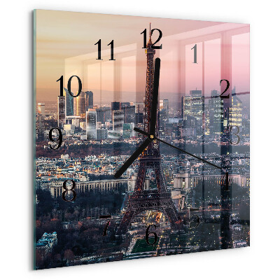 Square wall clock Eiffel Tower Paris