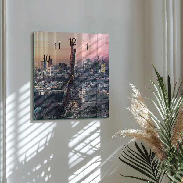 Square wall clock Eiffel Tower Paris
