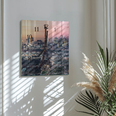Square wall clock Eiffel Tower Paris