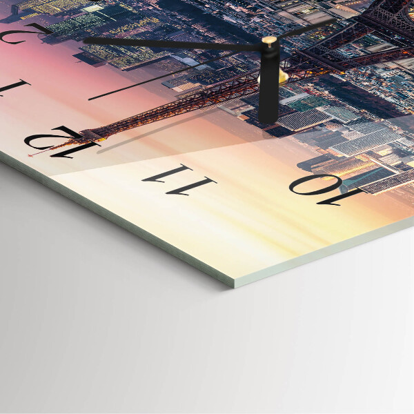 Square wall clock Eiffel Tower Paris