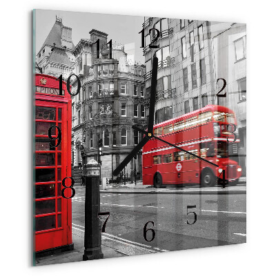 Square wall clock Red Bus