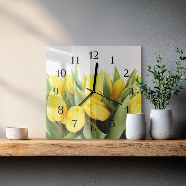 Square wall clock Tulip Flowers